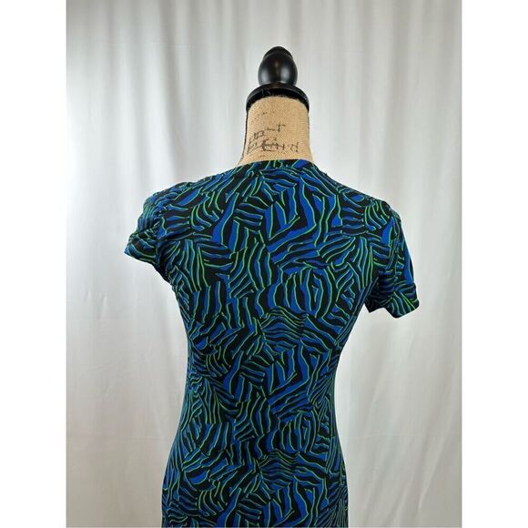 Michael Kors Women’s Blue Unlined Pullover O-Ring Detail Printed Short Sleeve As - Picture 7 of 10